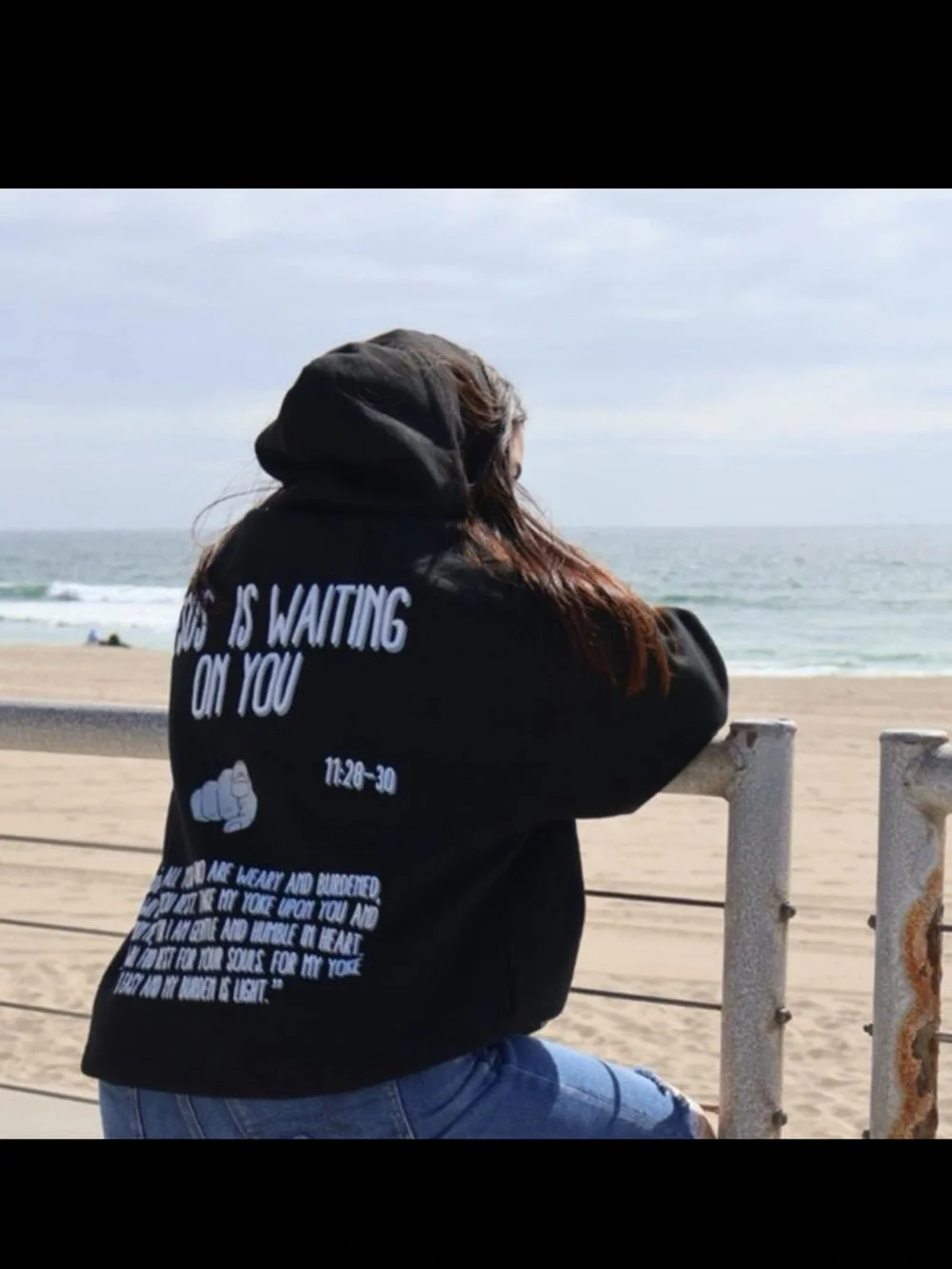 Unisex Black Hoodie 'Jesus Is Waiting On You'